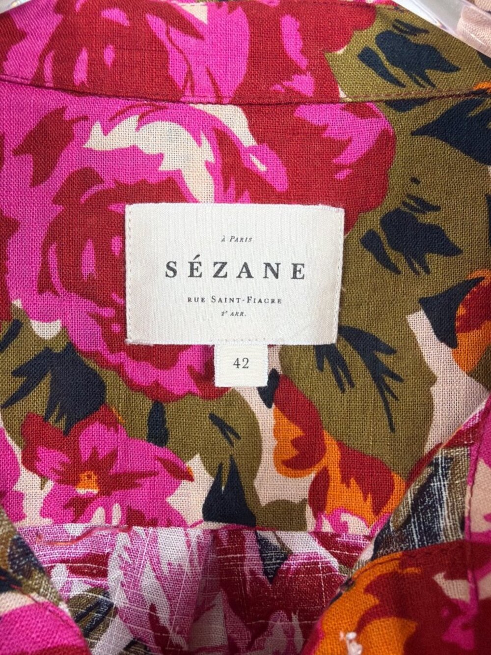 Sézane Max Floral Shirt Button Down Oversized Blouse Parisian Size 42 L - Picture 6 of 16